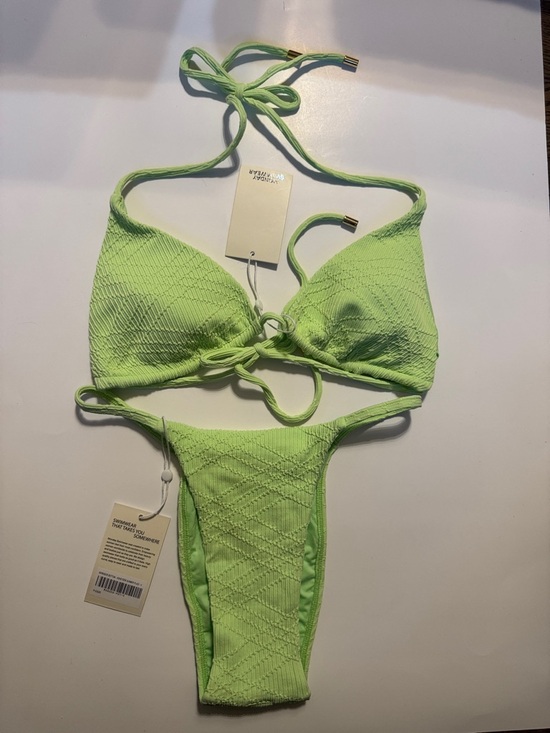 Monday Swimwear Other - Lime Green Textured String Bikini Set